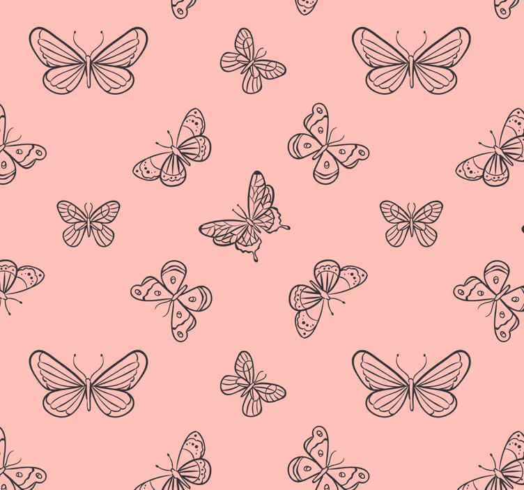 Papier peint papillons noirs et roses - TenStickers