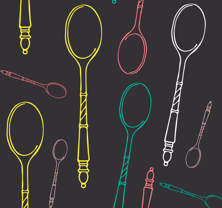 Papier peint de cuisine cuillères multicolor - TenStickers