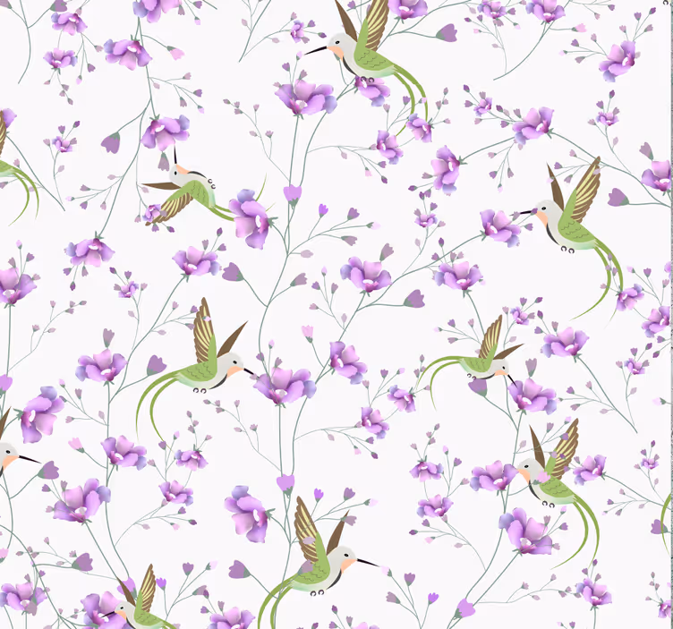 Papier peint animal gris colibri coloré - TenStickers