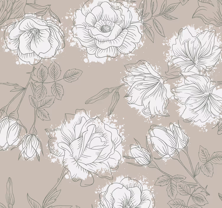 Papier peint pivoine de style vintage - TenStickers