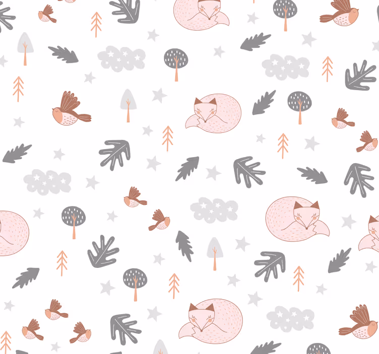 Papier peint enfant oiseaux de renard   - TenStickers