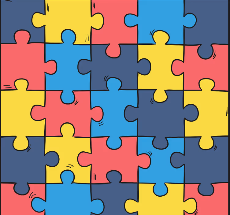 Papier peint design Puzzle arc en ciel - TenStickers