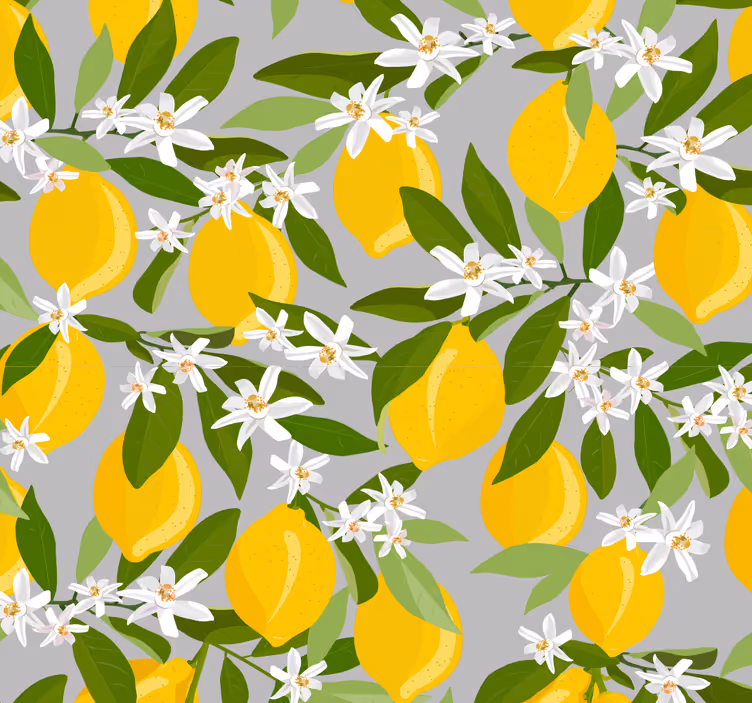 Papier peint nature motif floral d'agrumes - TenStickers