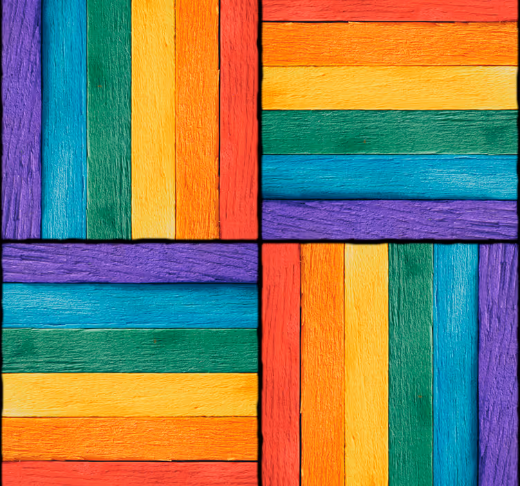 Papier peint design Tons de bois arc en ciel - TenStickers