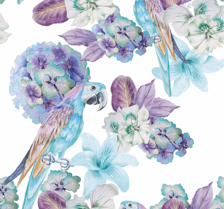 Papier peint perroquets motif floral - TenStickers