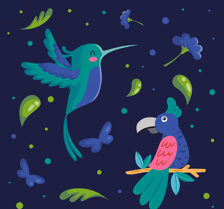 Papier peint perroquets et piverts - TenStickers
