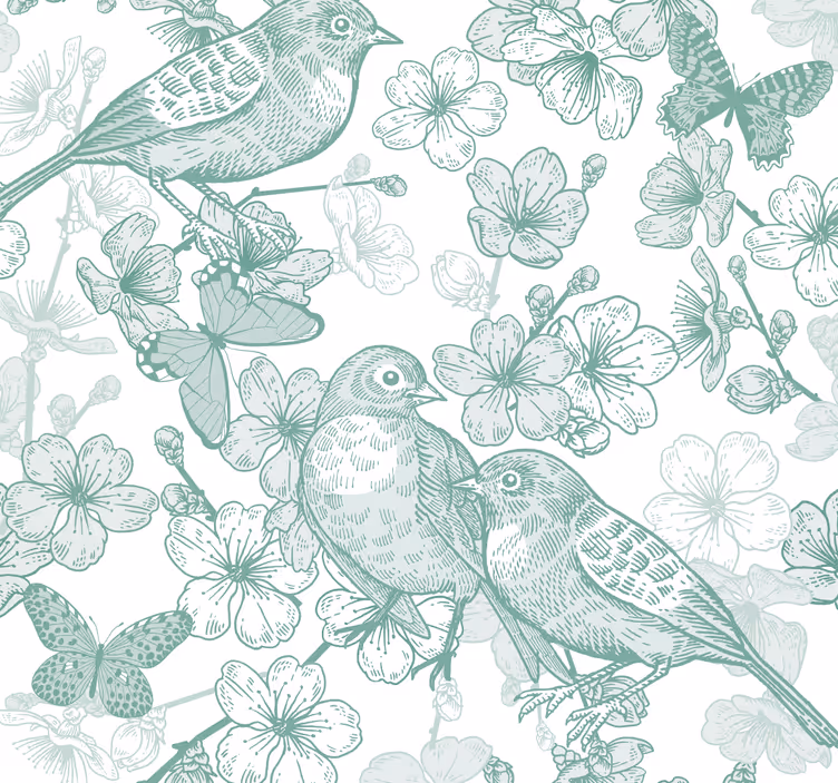 Papier peint Oiseaux et des branches claires - TenStickers