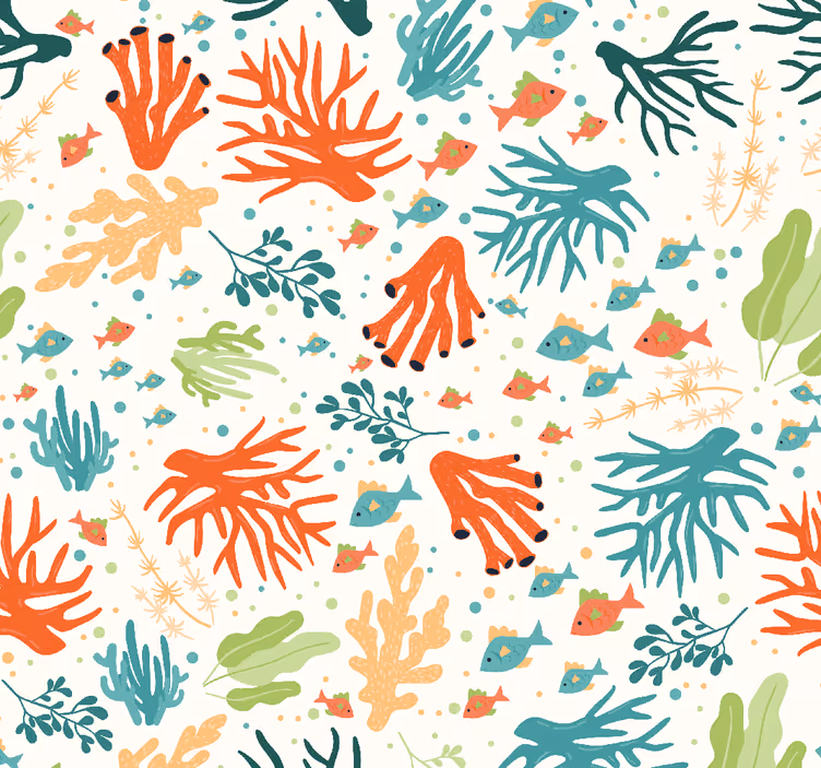 Papier peint animaux Corail coloré - TenStickers