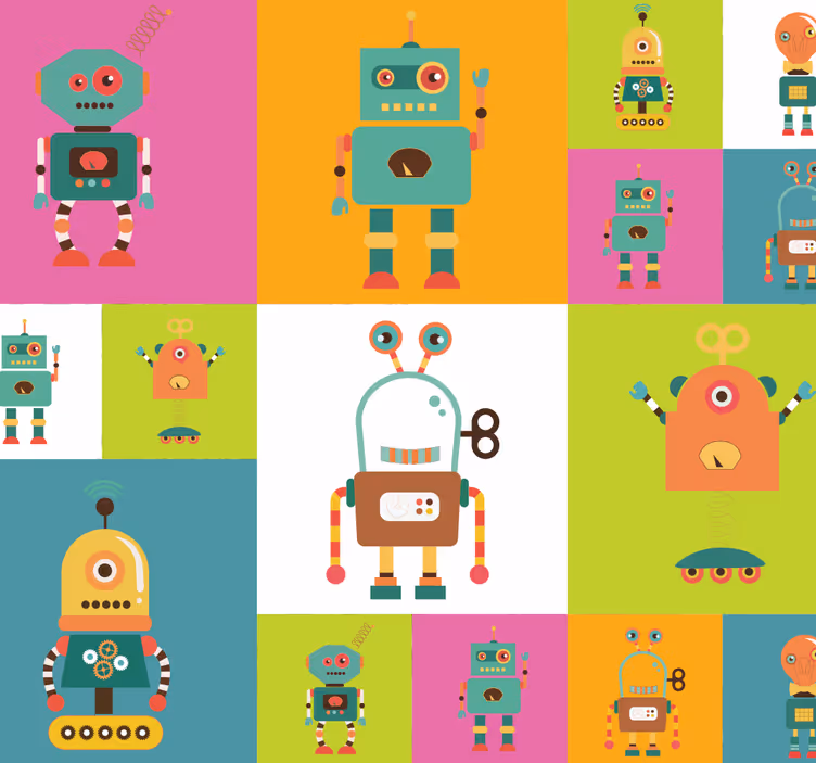 Robots amusants chambre d'enfants papier peint - TenStickers