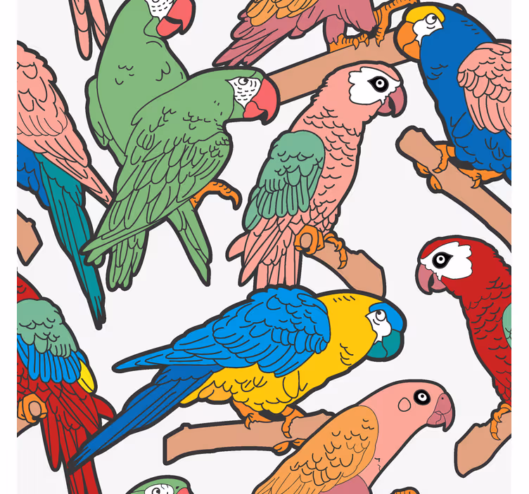 Papier peint perroquet ensemble de perroquets - TenStickers