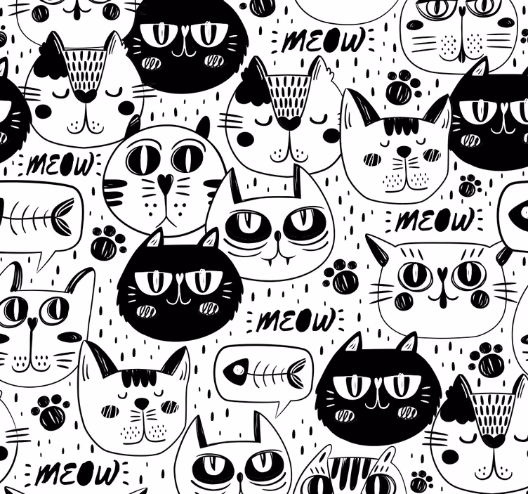 Papier peint animaux Chats noirs et blancs - TenStickers