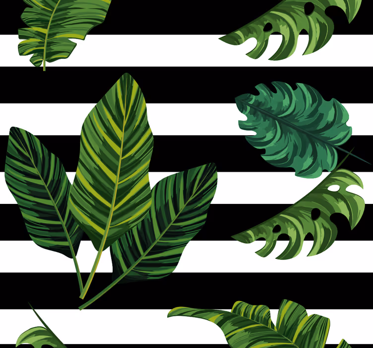 Papier peint nature Feuilles tropicales et figures géométriques - TenStickers
