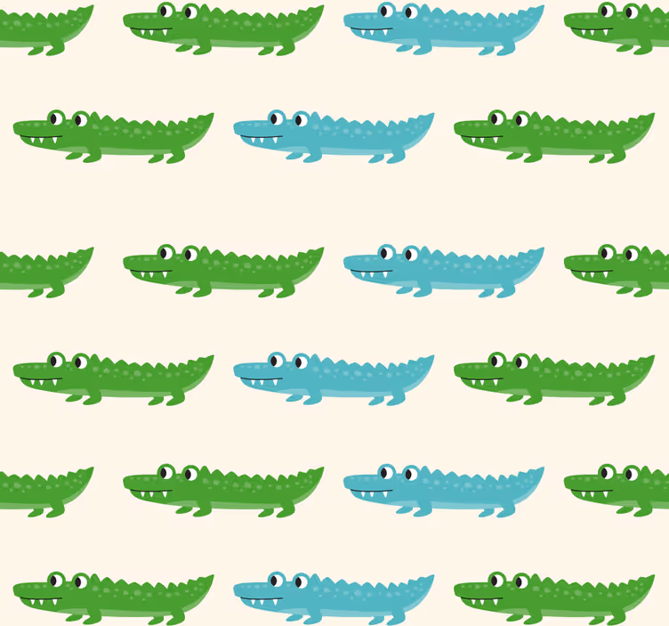 Papier peint animaux Crocodile vert et bleu pour enfants - TenStickers