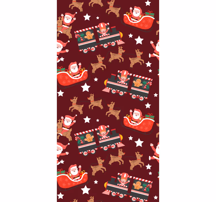 Papier peint noël traîneau du père noël festif - TenStickers