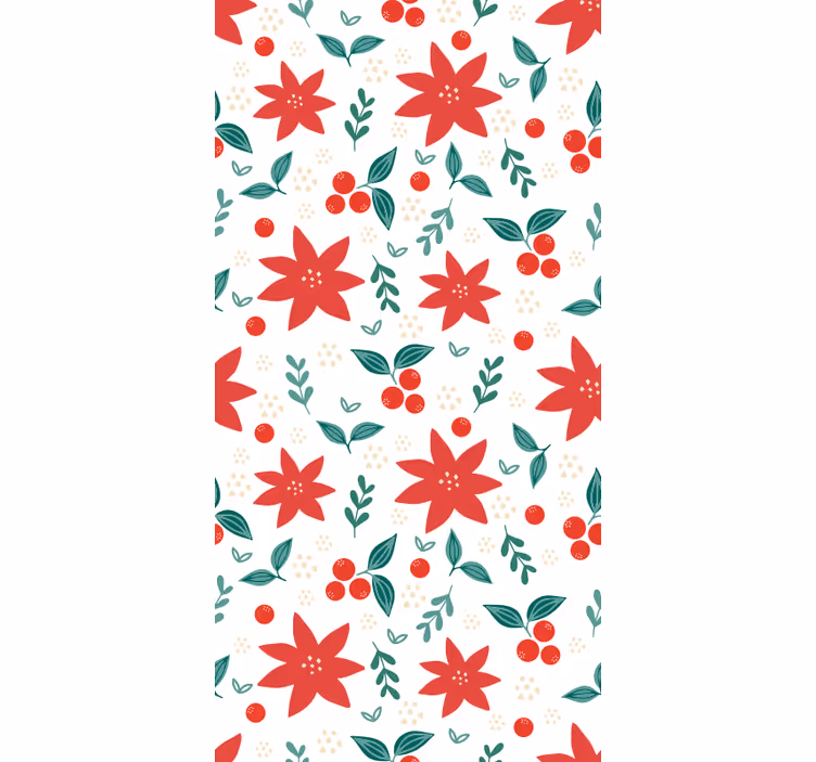 Papier peint Noël motif de poinsettias festifs - TenStickers