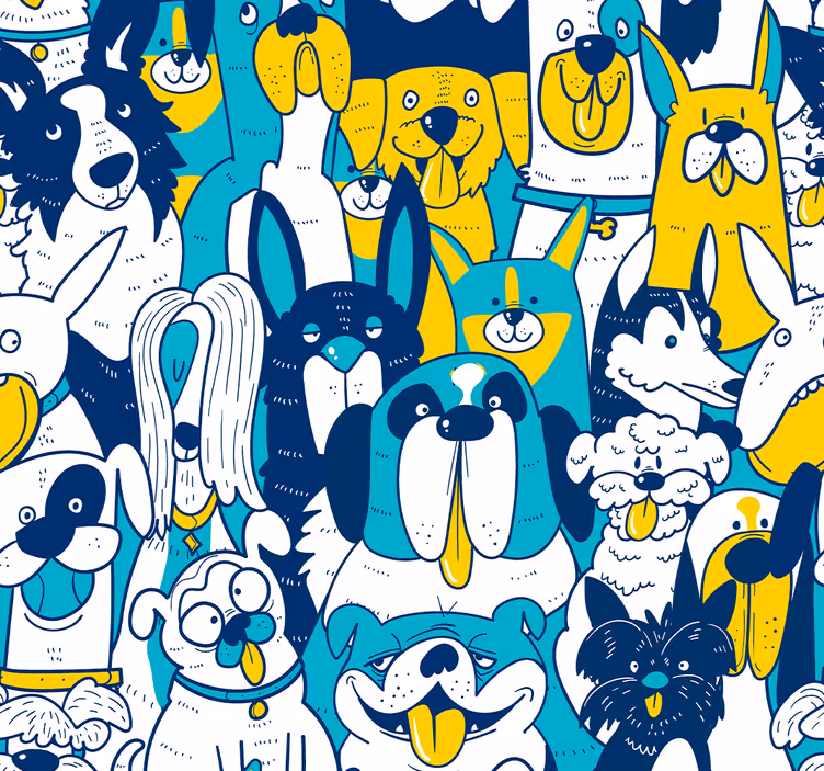 Papier peint animaux assemblée canine animée - TenStickers