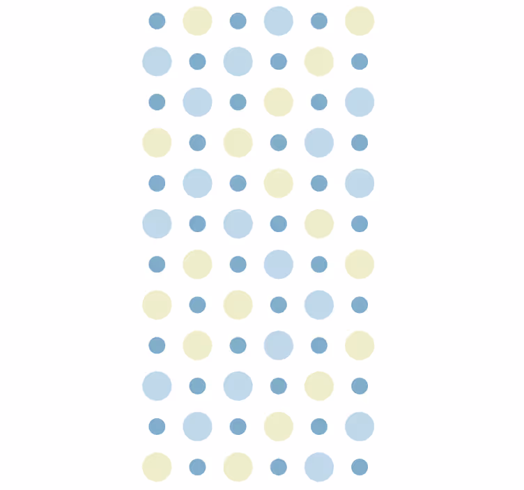 Papier peint rond Points bleus, jaunes et blancs - TenStickers