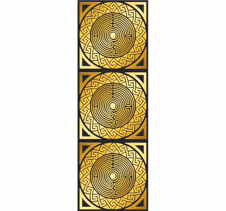 Papier peint jaune symétrie labyrinthique - TenStickers