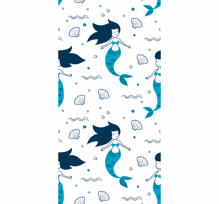 Papier peint bleu Thème de  de sirène - TenStickers