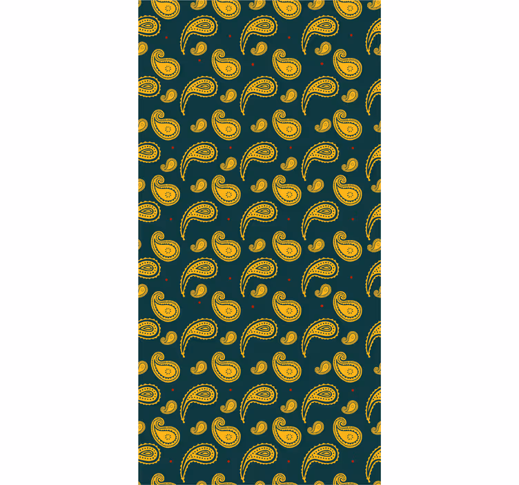 Papier peint chambre Paisley vert, jaune et rouge - TenStickers