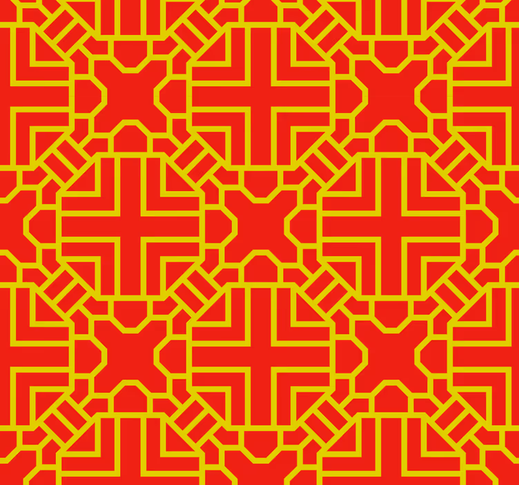 Papier peint ligne verticale Croix et rayures rouges et jaunes - TenStickers