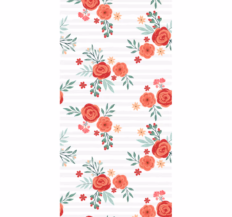 Papier peint floral motif à rayures florales - TenStickers