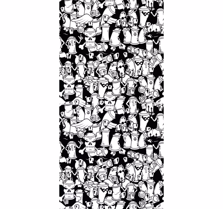 Papier peint art Boîtes de graffitis en noir et blanc - TenStickers