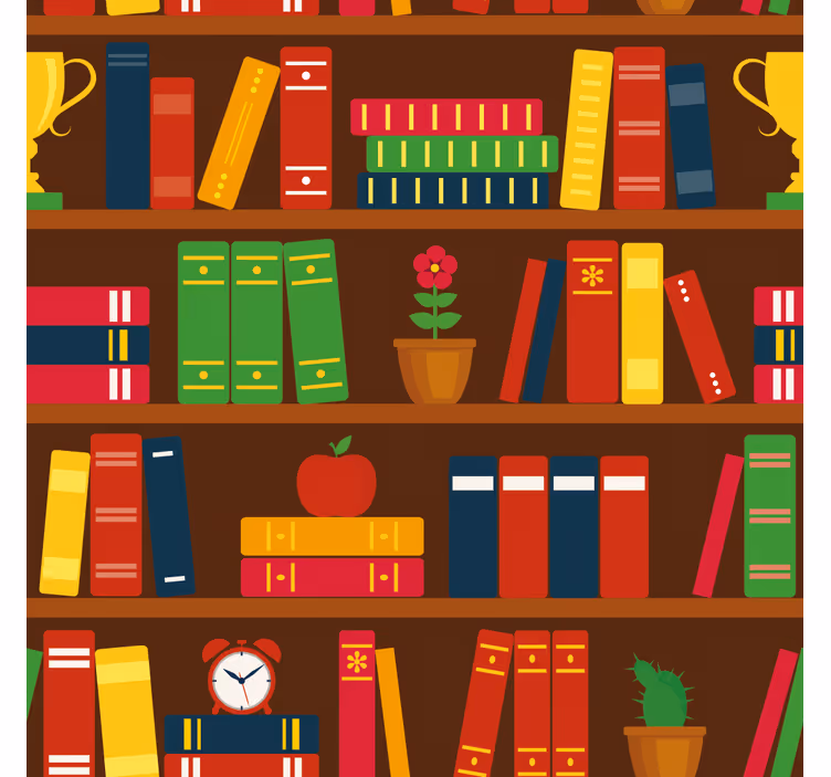 Papier peint bureau motif de bibliothèque - TenStickers