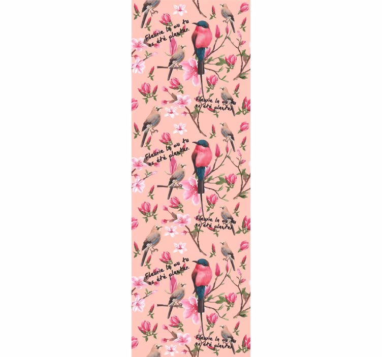 Papier peint oiseaux motif fleurs d'oiseaux - TenStickers