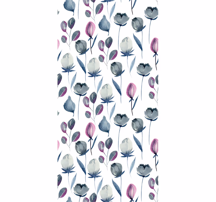 Papier peint fleuri élégant  floral bleu indigo - TenStickers