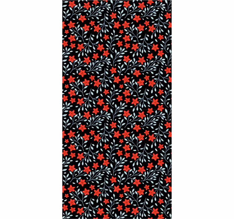 Papier peint fleuri  floral rouge et noir - TenStickers