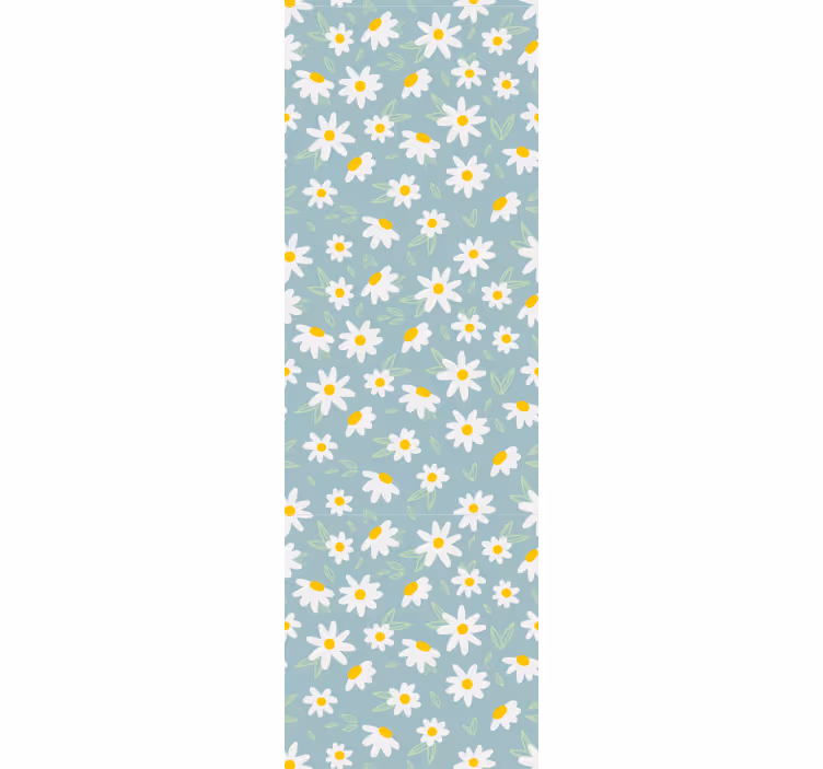 Papier peint fleur Marguerite fleurs fond bleu - TenStickers