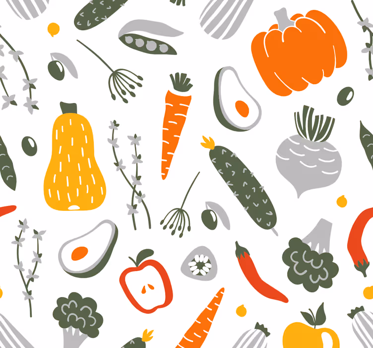 Papier peint cuisine récolte de légumes - TenStickers