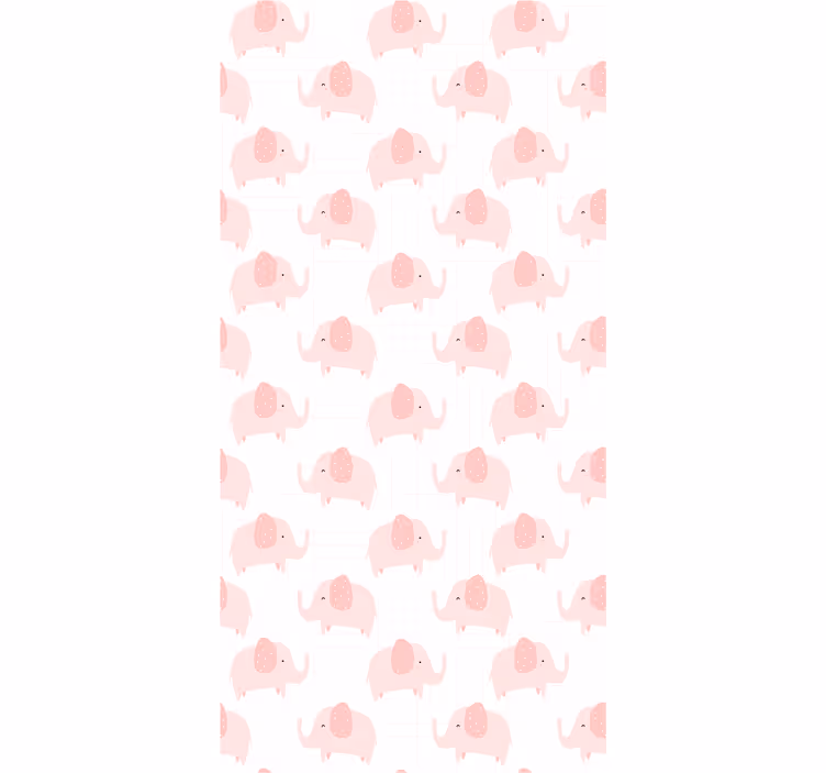 Papier peint éléphant rose modèle répétitif sur fond blanc - TenStickers