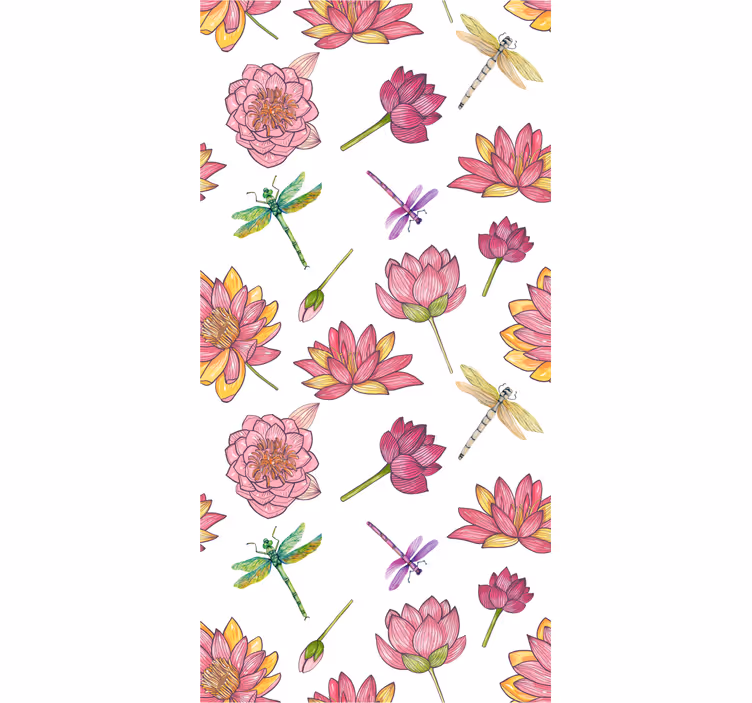 Papier peint floral fusion florale de libellules - TenStickers