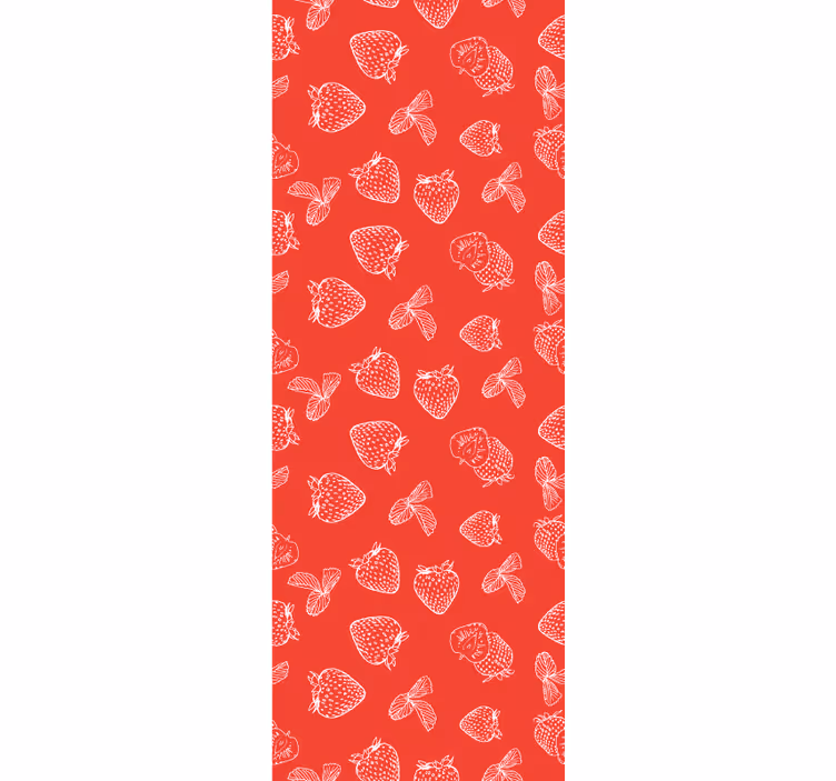 Papier peint floral croquis de fraise - TenStickers