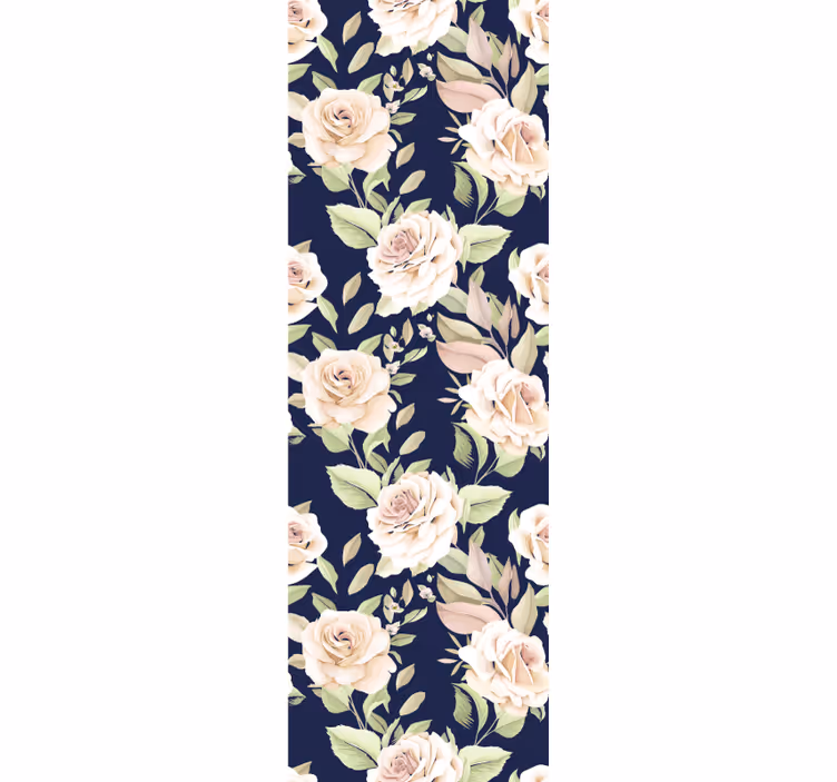 Papier peint roses vintages sur fond bleu - TenStickers