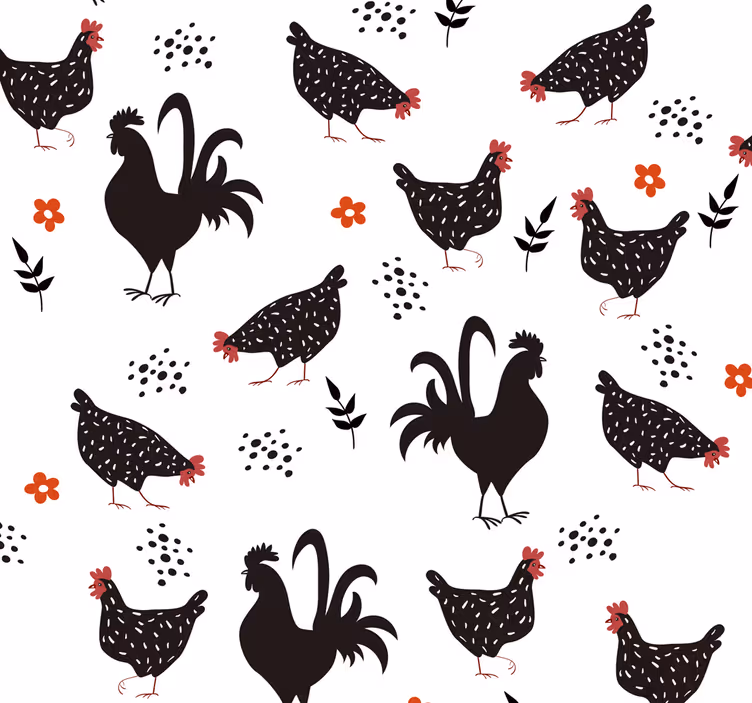 Papier peint animaux modèle de volaille rustique - TenStickers