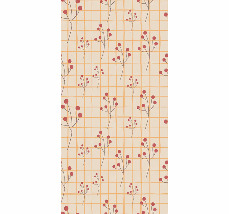 Papier peint floral motif de branches de baies rouges - TenStickers