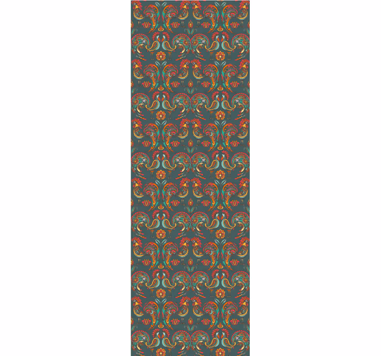 Papier peint ornemental motifs coqs et paisley cachemire - TenStickers