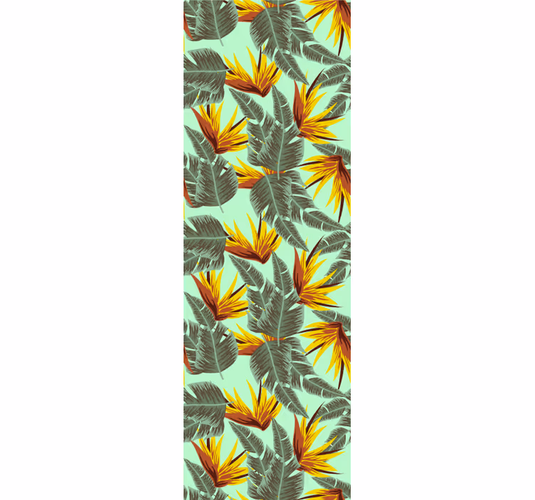 Papier peint nature Feuilles tropicales vertes et jaunes - TenStickers