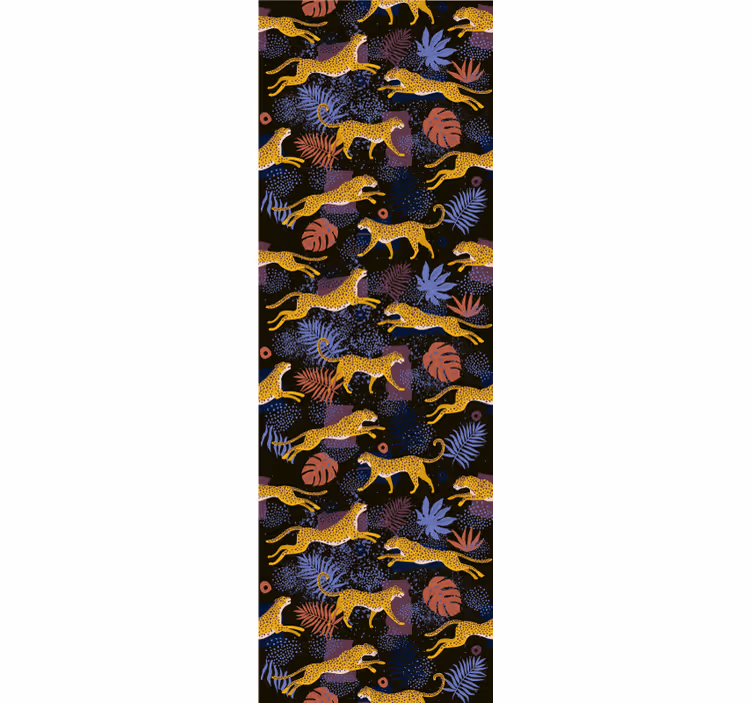 Papier peint animaux motif léopards et flore tropicale - TenStickers