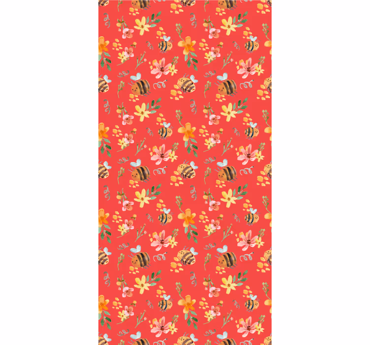 Papier peint floral motif botanique d'abeille - TenStickers