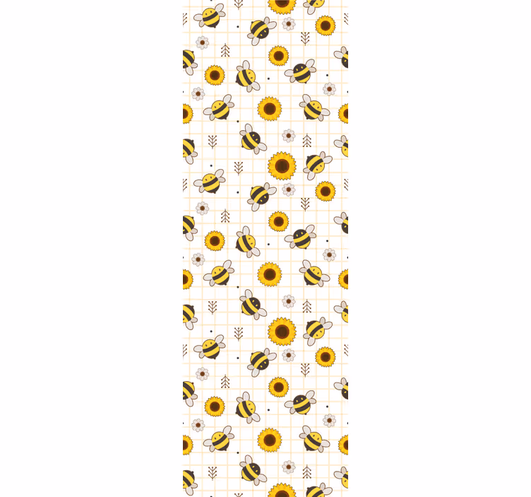 Papier peint animaux modèle de tournesols d'abeilles - TenStickers