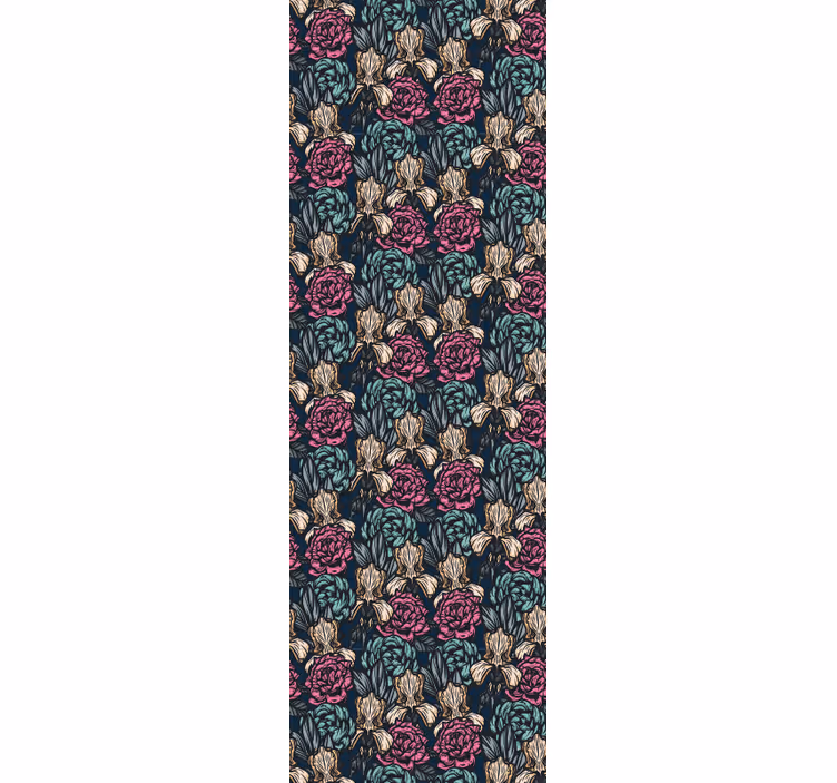 Papier peint Motifs fleurs colorées fond sombre - TenStickers