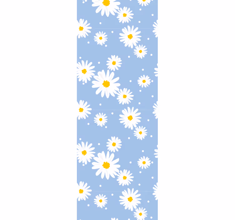 Papier peint fleur Fleurs blanches sur fond bleu - TenStickers