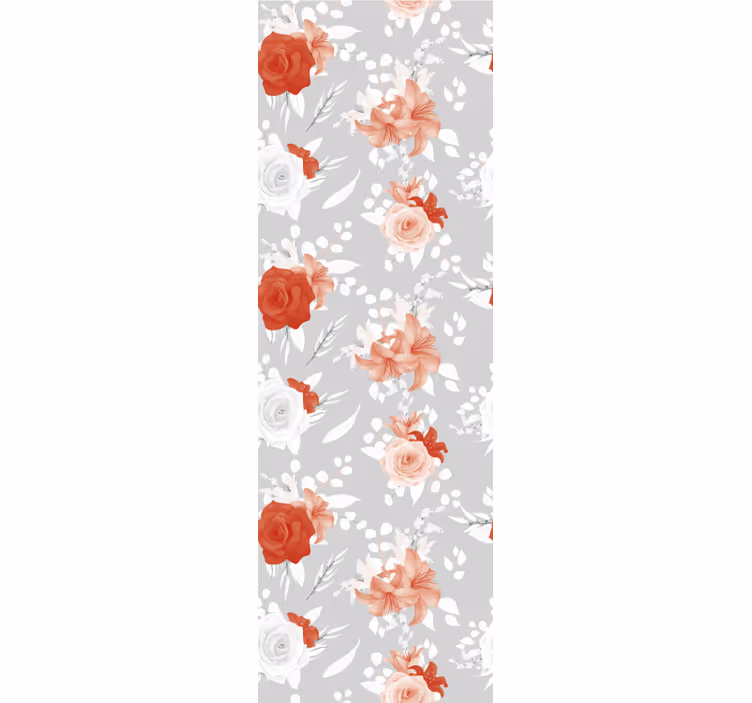 Papier peint fleur Vernis imprimé rouge et gris - TenStickers