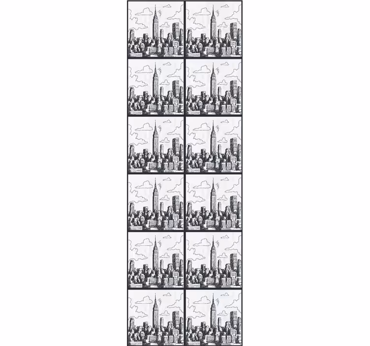 Papier peint pays croquis de l'horizon urbain - TenStickers