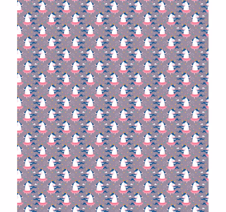 Papier peint enfant Licorne ballerine sur nuage - TenStickers