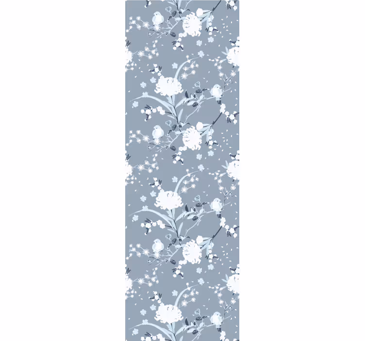Papier peint fleur Cerisier bleu clair en fleurs - TenStickers